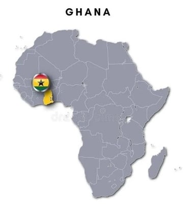 Map on Africa, Highlighting the country of Ghana