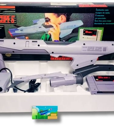 Bazuca Super Scope 6’ que funciona por sensores infravermelhos e vem acompanhada de um cartucho com
