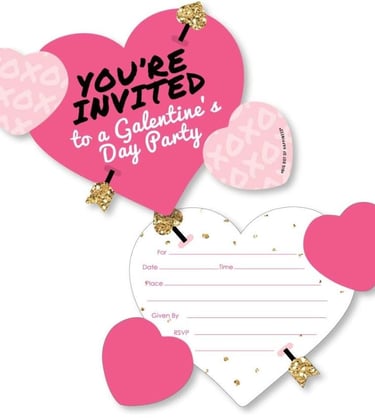  Big Dot of Happiness Be My Galentine - Shaped Fill-In Invitations - Galentine’s and Valentine’s Day
