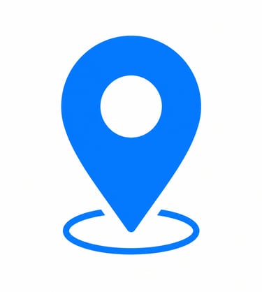 A blue map pin location icon isolated on a white background for GPS navigation and tracking.