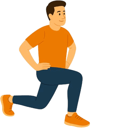 Animerad man gör utfallssteg