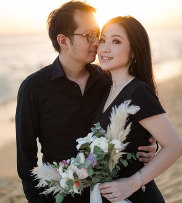 Elegant prewedding couple portrait at Melasti Beach South Bali