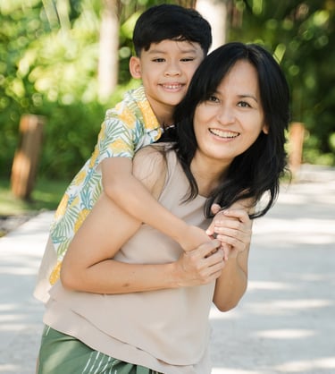 Parents walking with their children at The Meru Sanur Bali family photography session
