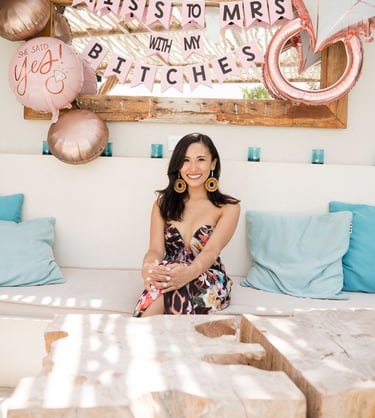 Portrait of Regina during bridal party celebration at a private villa in Seminyak Bali