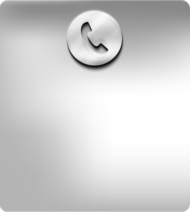 Brushed metal contact us icon with a telephone handset symbol on a silver gradient background.