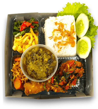 nasi putih ayam cabe garam sambal hijau