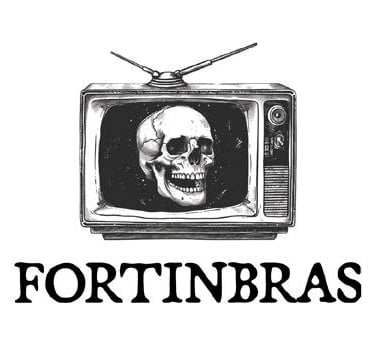 Image of advertisement for Fortinbras with skull inside a tv