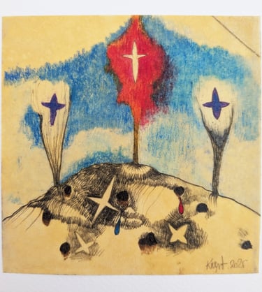 karine-nguyen-van-tham-la nonne de tous les chemins, dessin sur papier huilé