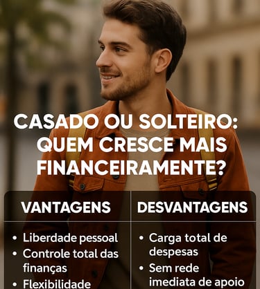 imagem de um gráfico mostrando as vantagens e desvantagens entre casado e solteiro