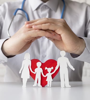 doctor giving shelter of his hands