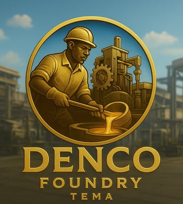 image of Denco Foundry Tema Logo, machine casting and industrial spare parts production. 