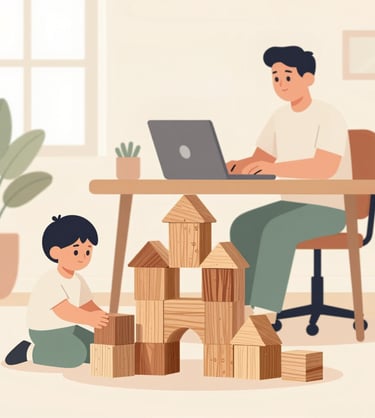 A happy family browsing a website together on a tablet at home.