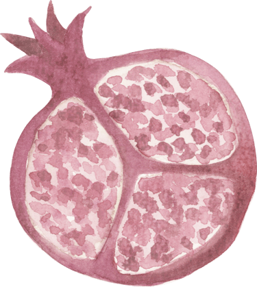 watercolor pomegranate sliced open
