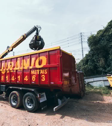 a crane truck with a crane on it's side