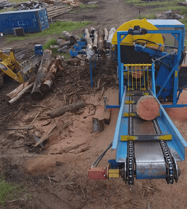 Saw elevator moving wood