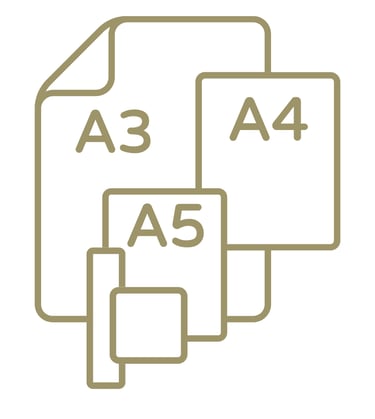 Imagem de ícones de diferentes tamanhos de papéis