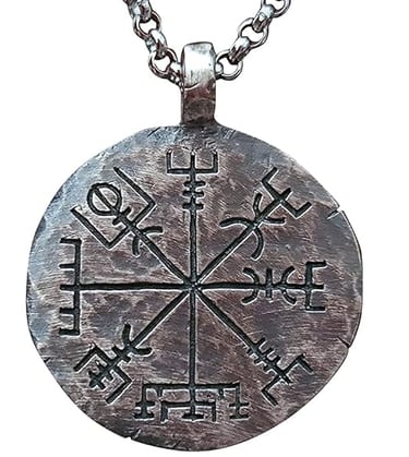 999 Pure Silver Viking Compass Necklace Vegvisir Pendant Hand Hammered Norse Jewelry Necklace Viking Gifts for Men