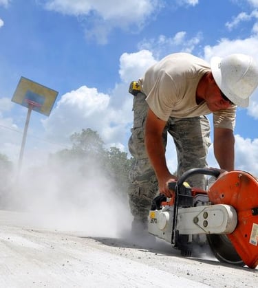 Groove cutting at Marathahalli Bangalore construction