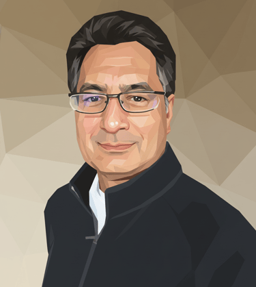 a man in a black jacket and glasses