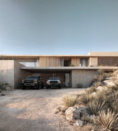 a house with two cars parked in front of a house