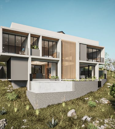 casa en la montaña integrada en la vegetacion