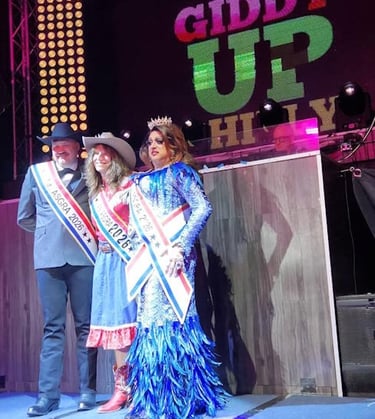 2026 ASGRA Royalty Titleholders on stage with Giddy Up Philly logo behind them