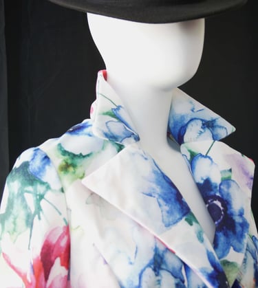 Bold floral jacket in bright colours