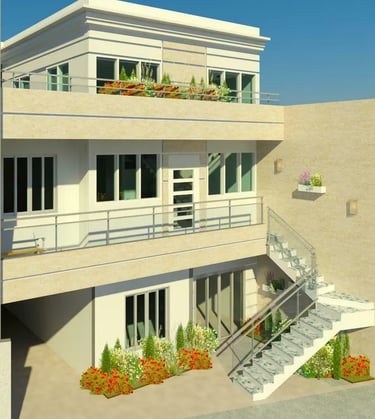 casa com mezanino e com varanda e jardim 