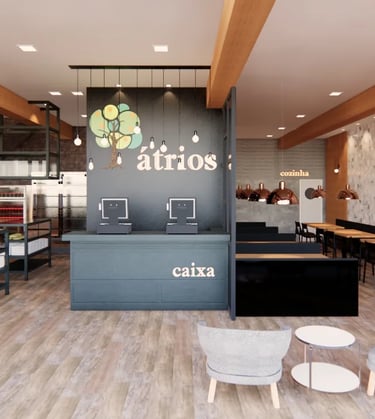 caixa de restaurante e bar arquitetura