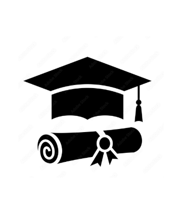 A vector of a university degree rolled up with a white background