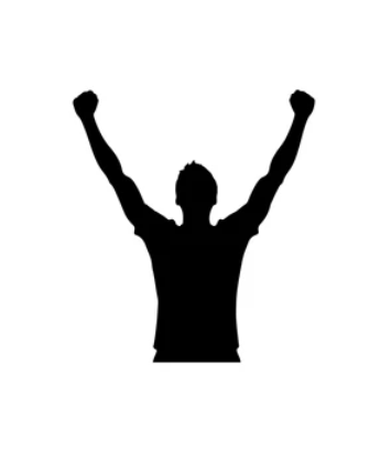 A vector of a man with arms in the air celebrating a victory