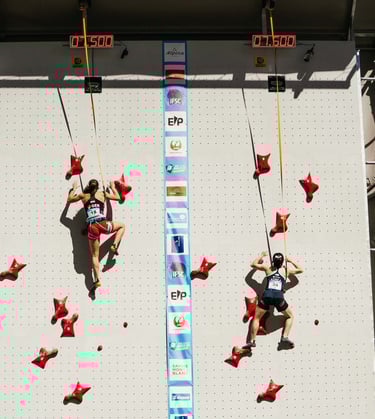 two people speed climbing