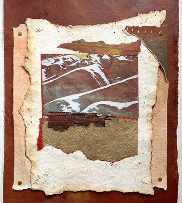 abstract collage with handmade paper