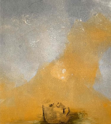 monoprint of woman with closed eyes