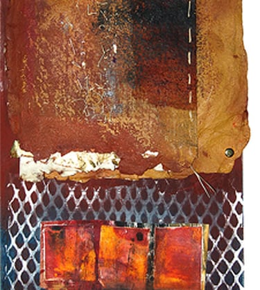 abstract collage with handmade paper and printed paper