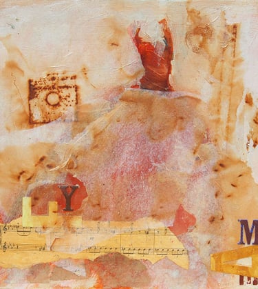 abstract collage of dress with brown shades