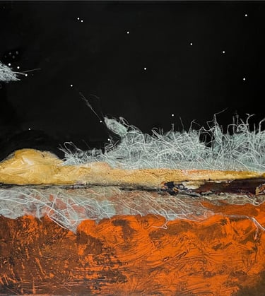 abstract landscape with collage paper