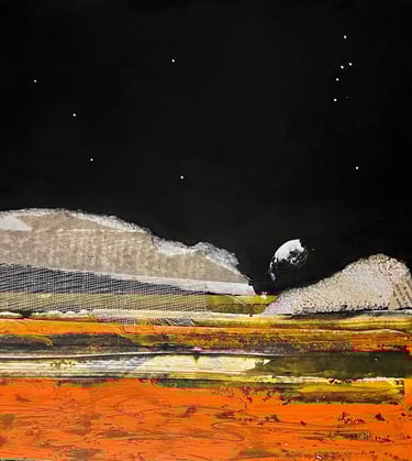 abstract landscape with collage paper