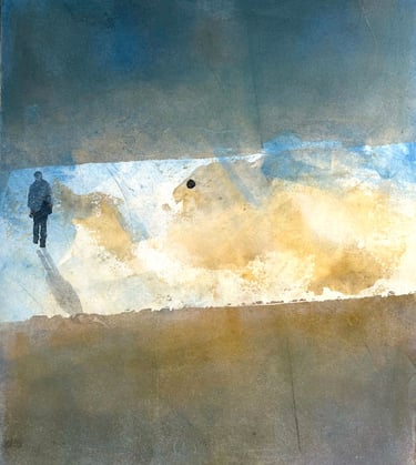monoprint of lone figure