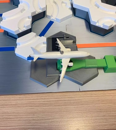 zoom sur un avion imprimé en 3D pour le mécanisme final du jeu