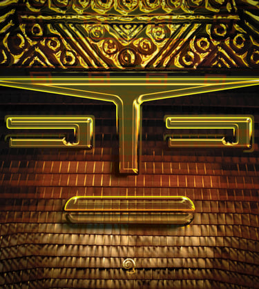 Branding Guatavita glass effect on a ceiling background