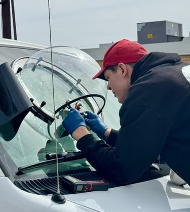 Nick completing a repair on one of our commercial clients' vehicles