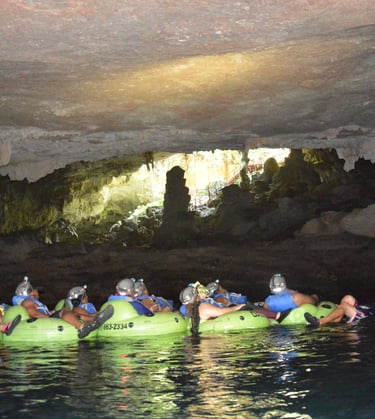 rock formation as we cave tube though the mayan underworld, Jaguar Paw Cave and Jungle Expedition