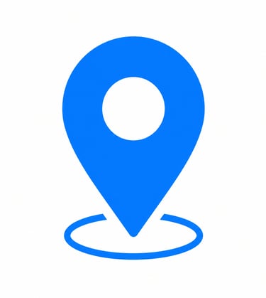 A blue map pin location icon isolated on a white background for GPS navigation and tracking.