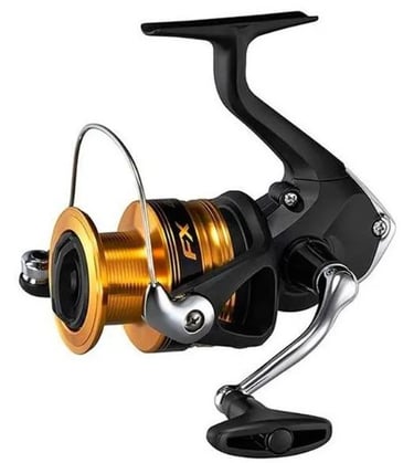 molinete shimano fx preto com dourado bom para pesca media.