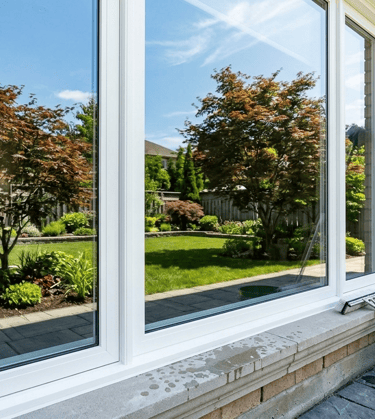 Spotless window and backyard reflection.