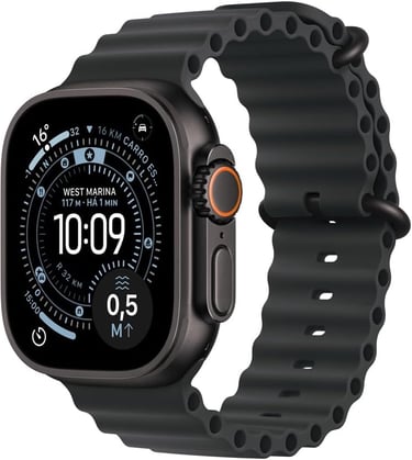 Apple Watch Ultra 3 GPS + Cellular, Caixa em titânio preto de 49 mm com Bracelete Ocean preta
