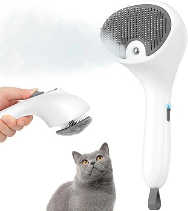 Euqvunn Cepillo a Vapor para Gatos con Botón de Liberación color blanco