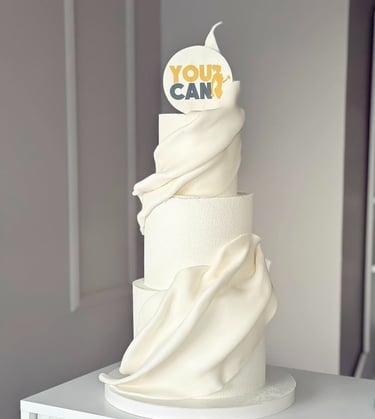 a cake with a white cake topperf and a cake topperf