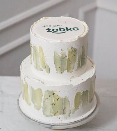 a cake with a cake topperf on it